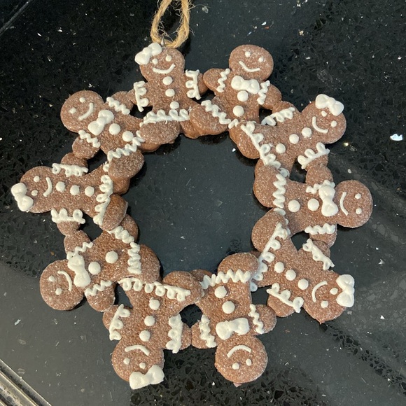 SET/2 Gingerbread Wreath Christmas Clay Soft Glitter Iced Sparkly Orname… - Picture 2 of 6